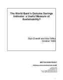 The World Bank's Genuine Savings Indicator: a Useful Measure of Sustainability?