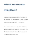 Hiểu thế nào về dự báo chứng khoán?