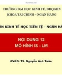 Bài giảng môn Kinh tế học tiền tệ - Ngân hàng: Bài 12 - TS. Nguyễn Anh Tuấn