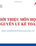 Bài giảng Nguyên lý kế toán: Giới thiệu môn học - Lê Thị Bích Thảo