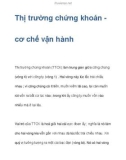 Thị trường chứng khoán và cơ chế vận hành