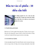 Đầu tư vào cổ phiếu - 10 điều cần biết