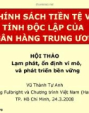 CHÍNH SÁCH TIỀN TỆ VÀ TÍNH ĐỘC LẬP CỦA NGÂN HÀNG TRUNG ƯƠNG