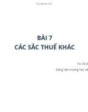 Bài giảng Tổng quan về thuế: Bài 7 - TS. Vũ Duy Nguyên