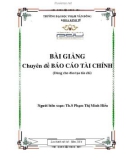 Bài giảng Chuyên đề báo cáo tài chính - ĐH Phạm Văn Đồng