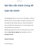 Những sai lầm cần tránh trong kế toán tài chính