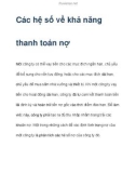 Các hệ số về khả năng thanh toán nợ