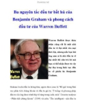 Ba nguyên tắc đầu tư bất hủ của Benjamin Graham và phong cách trong đầu tư của Warren Buffett