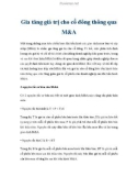 Gia tăng giá trị cho cổ đông thông qua M&A