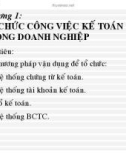 Bài giảng Chương 1: Tổ chức công việc kế toán trong doanh nghiệp