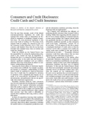 Consumers and Credit Disclosures: Credit Cards and Credit Insurance