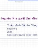 Bài giảng Thẩm định đầu tư công: Bài 2 - Nguyễn Xuân Thành (Năm 2020)