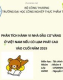 Bài thuyết trình: Phân tích hành vi nhà đầu cơ vàng ở Việt Nam nếu có lạm phát cao vào cuối năm 2019