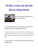 10 điều cơ bản cần biết khi đầu tư chứng khoán