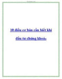 10 điều cơ bản nhất cần biết khi đầu tư chứng khoán