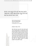 Đấu giá quyền sử dụng đất trong thị trường quyền sử dụng đất sơ cấp