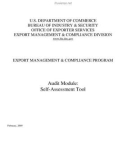 EXPORT MANAGEMENT & COMPLIANCE PROGRAM - Audit Module: Self-Assessment Tool