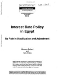 Interest Rate Policy in Egypt - Its Role in Stabilization and Adjustment