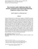 Does monetary policy tightening reduce the maturity mismatch of investment and financing: Empirical evidence from China