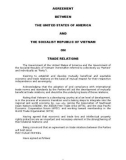 AGREEMENT BETWEEN THE UNITED STATES OF AMERICA AND THE SOCIALIST REPUBLIC OF VIETNAM ON TRADE RELATIONS