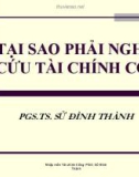 Bài giảng tài chính công: Tại sao phải nghiên cứu tài chính công - PGS.TS. Sử Đình Thành