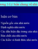 Bài giảng Pháp luật đại cương - Chương 1: Lý luận chung về nhà nước