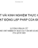 Bài giảng Một vài kinh nghiệm thực hiện hoạt động lập pháp của ĐBQH - Lương Phan Cừ