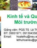 Bài giảng Kinh tế và quản lý môi trường: Chuyên đề 1 - PGS.TS Lê Thu Hoa