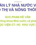 Quản lý nhà nước về đô thị và nông thôn (GVC.PHan Kế Vân)