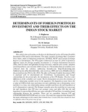 Determinants of foreign portfolio investment and their effects on the Indian stock market