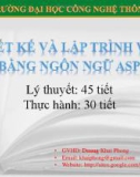 Bài giảng Lập trình và thiết kế web bằng ngôn ngữ ASP: Phần 4 - GV. Dương Khai Phong