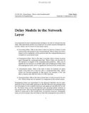 Lecture note Networking - Theory and fundamentals: Delay models in the network layer