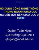 ỨNG DỤNG CÔNG NGHỆ THÔNG TIN TRONG NGÀNH GIÁO DỤC