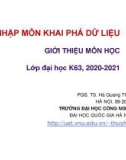 Bài giảng Nhập môn khai phá dữ liệu: Chương giới thiệu môn học - PGS. TS. Hà Quang Thụy