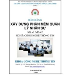 Bài giảng Xây dựng phần mềm quản lý nhân sự (Nghề: Công nghệ thông tin) - CĐ Công nghệ và Nông lâm Nam Bộ