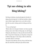 Tại sao chúng ta nên blog không?