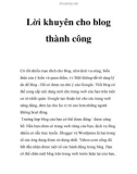 Lời khuyên cho blog thành công