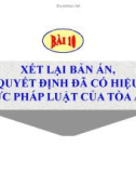 Bài giảng Tố tụng hình sự - Bài 2: Xét lại bản án, quyết định đã có hiệu lực pháp luật của tòa án