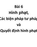 Bài giảng Luật Hình sự Việt Nam - Bài 6: Hình phạt, các biện pháp tư pháp và quyết định hình phạt trong Luật Hình sự Việt Nam