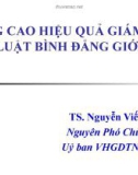 Bài giảng Nâng cao hiệu quả giám sát Luật Bình đẳng giới - TS. Nguyễn Viết Chức