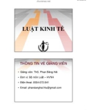 Bài giảng Luật kinh tế: Chương 1 - ThS. Phan Đăng Hải