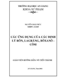 Luận văn: Các ứng dụng của các định lý Rôn, Lagrăng, Bôxanô-côsi