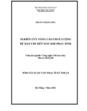 Luận văn: Nghiên cứu nâng cao chất lượng bề mặt chi tiết máy khi phay tinh