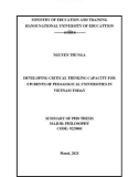 Summary of PhD Thesis: Developing critical thinking capacity for students of pedagogical universities in Vietnam today