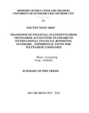 Summary of PhD thesis: Transition of financial statements from Vietnamese accounting standard to international financial reporting standard - Experiental study for Vietnamese companies