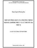 Luận văn Thạc sĩ Toán học: Một số tính chất của phương trình Monge Ampère phức và lý thuyết đa thế vị