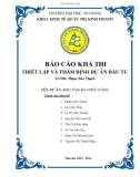 Báo cáo khả thi thiết lập và thẩm định dự án đầu tư: Khu tắm đa chức năng