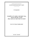 Luận văn Thạc sĩ Khoa học: Nghiên cứu điều chế bột TiO2 kích thước nano pha tạp lưu huỳnh và nitơ