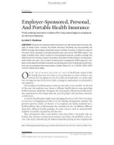 Employer-Sponsored, Personal, And Portable Health Insurance