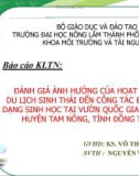 Đề tài: Đánh giá ảnh hưởng của hoạt động du lịch sinh thái đến công tác bảo tồn đa dạng sinh học tại vườn quốc gia Tràm Chim, huyện Tam Nông, tỉnh Đồng Tháp